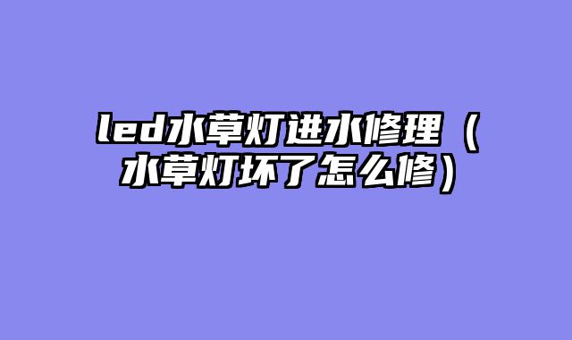 led水草灯进水修理（水草灯坏了怎么修）