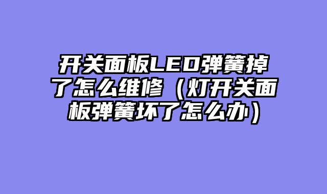 开关面板LED弹簧掉了怎么维修（灯开关面板弹簧坏了怎么办）