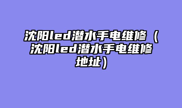 沈阳led潜水手电维修（沈阳led潜水手电维修地址）