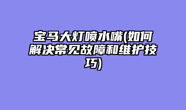 宝马大灯喷水嘴(如何解决常见故障和维护技巧)