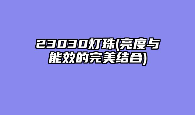 23030灯珠(亮度与能效的完美结合)