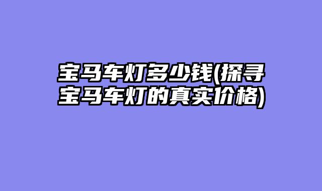 宝马车灯多少钱(探寻宝马车灯的真实价格)