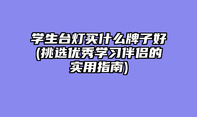 学生台灯买什么牌子好(挑选优秀学习伴侣的实用指南)
