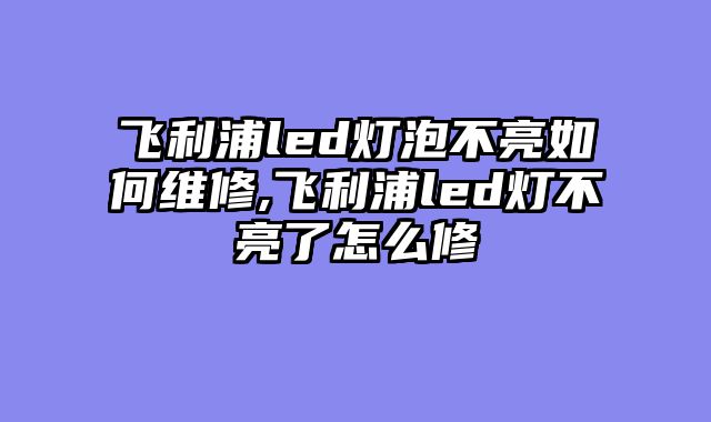 飞利浦led灯泡不亮如何维修,飞利浦led灯不亮了怎么修